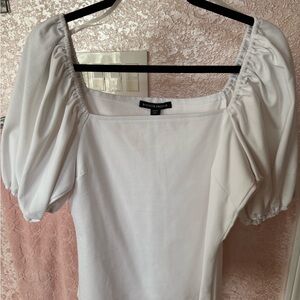 Boston Proper Elegant Cream Puff Sleeve Blouse